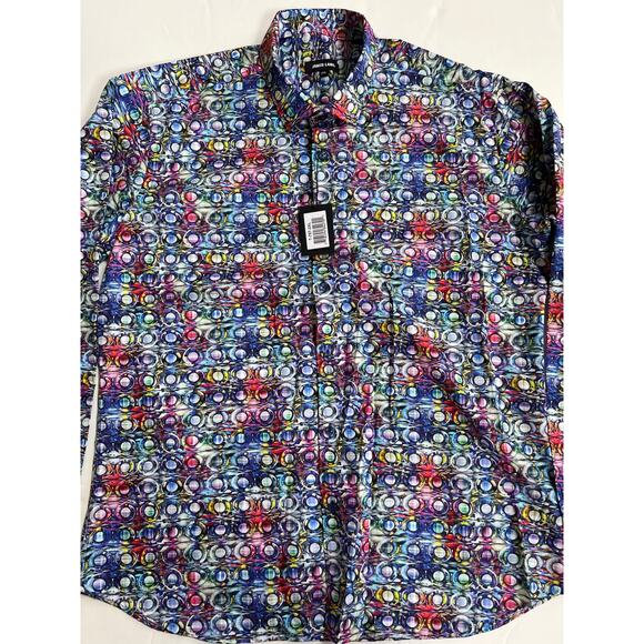Jared Lang Men's Trim Fit Multicolor Button-Up Shirt T-757 Size 2XL - Picture 8 of 12